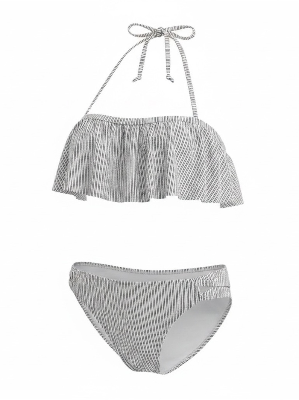 Xhilaration Black and White Striped Ruffle Bikini